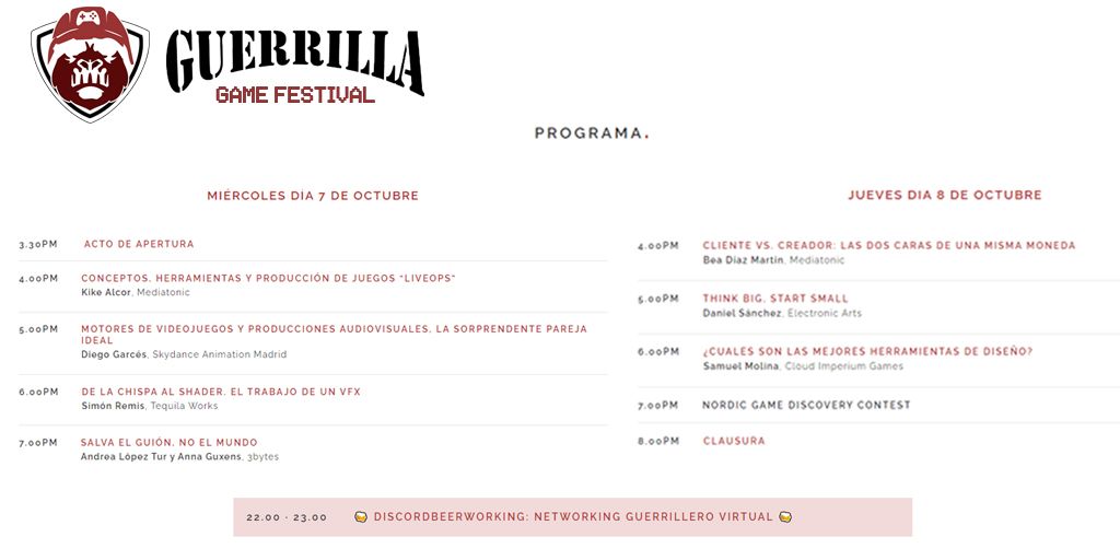 Programa del Guerrilla Game Festival tercera edición